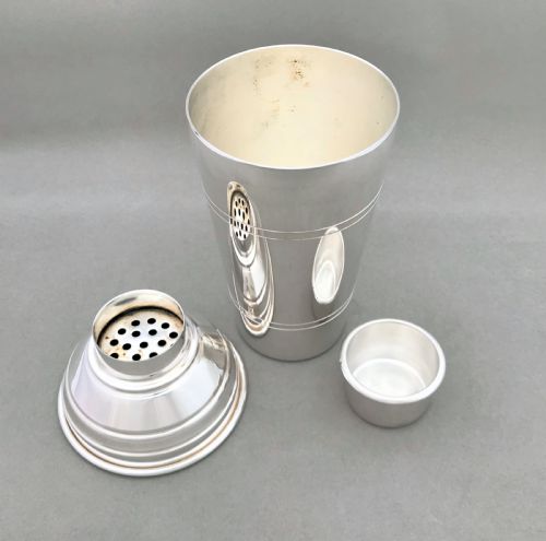 fig 1. A handsome Art Deco silver plated cocktail shaker