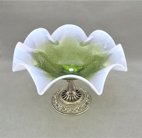 A Gorgeous Victorian Vaseline Glass Pedestal Dish
