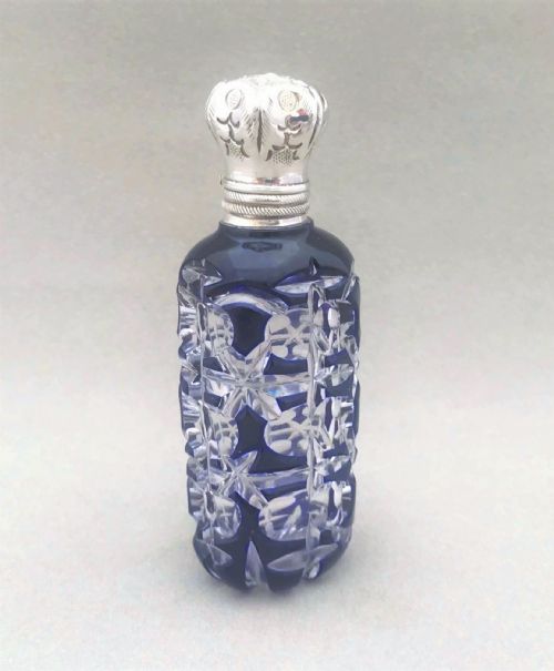 A Gorgeous Victorian Silver Mounted Overlay Scent Bottle