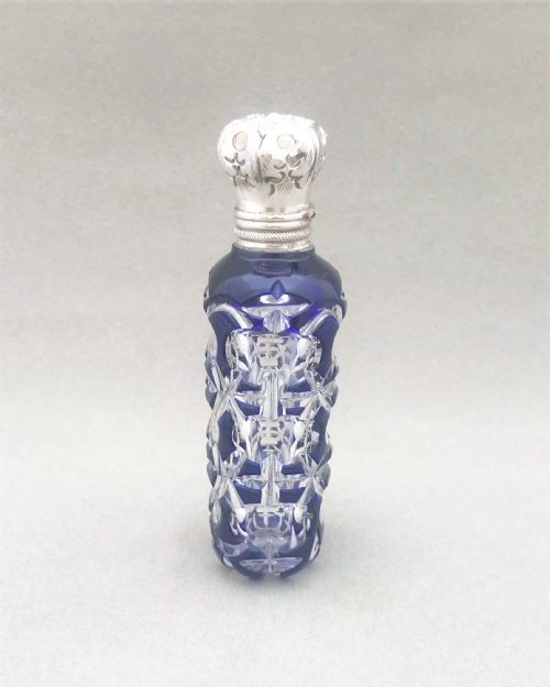 fig 1. A gorgeous Victorian silver mounted overlay scent bottle