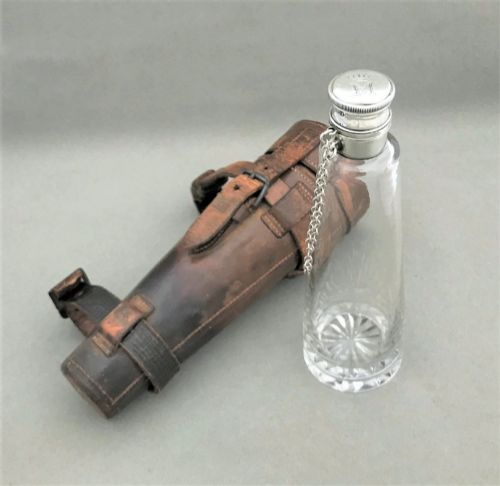 A Fabulous Mid Victorian Silver Mounted Hunting Flask in the Original Case