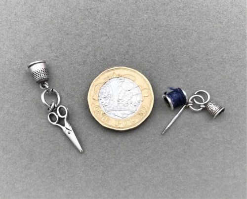 fig 1. A Gorgeous Pair Of Sewing Interest Silver Charms