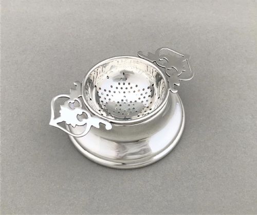 A Lovely George VI Silver Tea Strainer & Cup