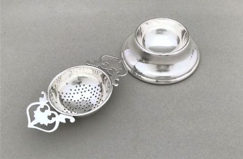 fig 1. A lovely George VI silver tea strainer & cup