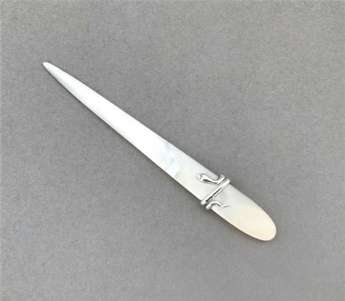 A Gorgeous Silver Mounted Mother-of-pearl Letter Opener/paper Knife
