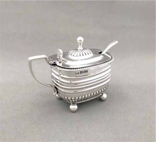 A Handsome Edwardian Silver Mustard Pot & Spoon