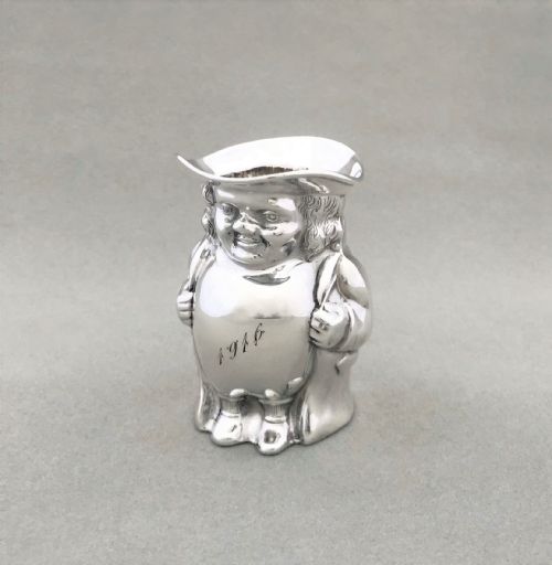 An Extremely Rare Novelty Silver Toby Cream Jug