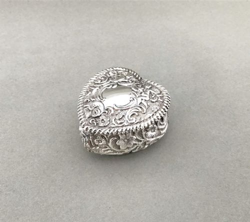 A Large Victorian Silver Heart Shaped Pill Box