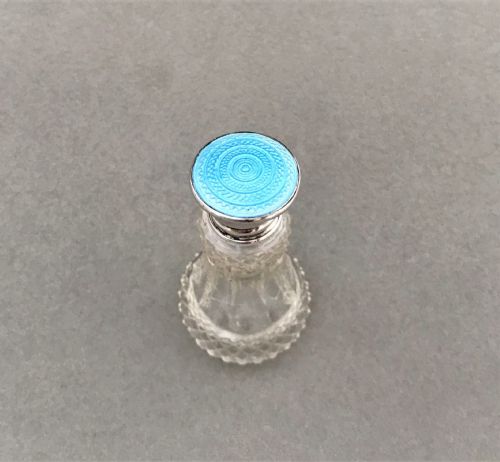 fig 1. A Gorgeous Art Deco Silver & Guilloche Enamel Mounted Scent Bottle
