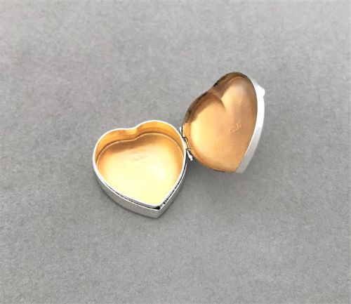 fig 1. A Victorian silver heart shaped pillbox