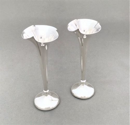 A Charming Pair of Edwardian Silver Stem Vases