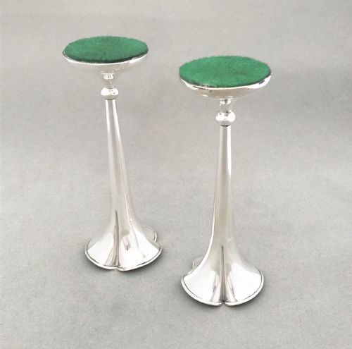 fig 1. A charming pair of Edwardian silver stem vases