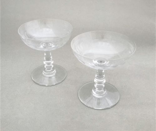 fig 1. A gorgeous pair of French etched champagne bowls