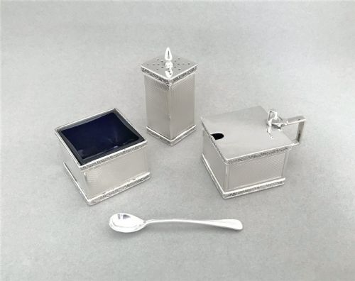 fig 2. A stylish Art Deco silver three piece cruet