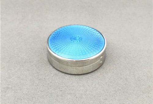 A Gorgeous Silver & Guilloche Enamel Small Trinket Pot