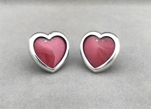 A Pair of Edwardian Silver Miniature Heart Shaped Photo Frames