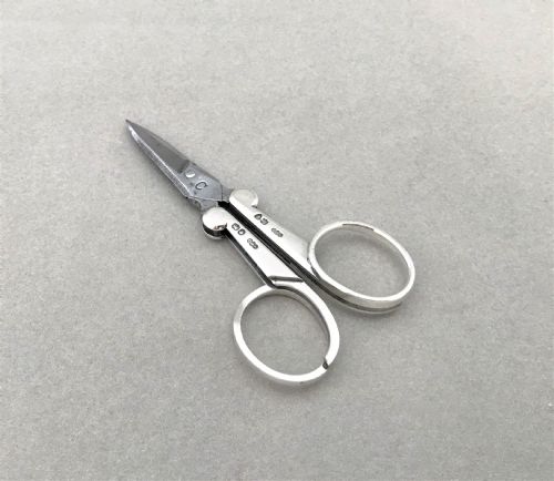 A Rare Pair of Victorian Silver Folding Campaign Scissors