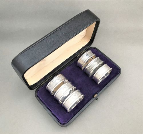 A Superb Set of Six Boxed Silver Napkin Rings