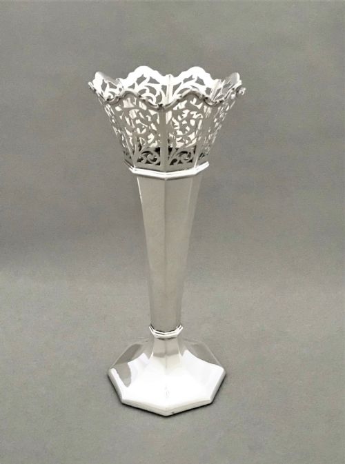 A Gorgeous George V Pierced Silver Stem Vase