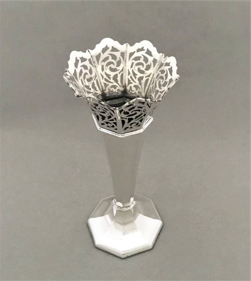 fig 1. A gorgeous George V pierced silver stem vase