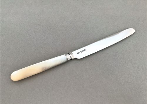 A Stylish Georgian Silver & Mother-of-peal Butter Knife
