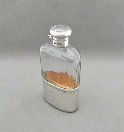 A Handsome George V Silver & Glass Hip Flask