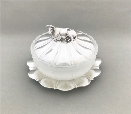 A Fabulous William IV Silver & Glass Butter Dish