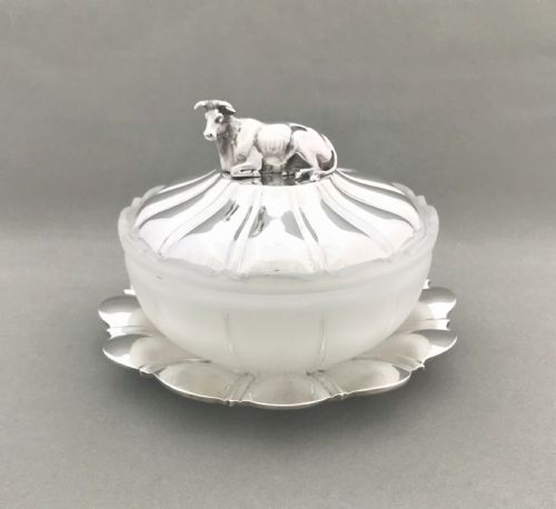 fig 1. A fabulous William IV silver & glass butter dish