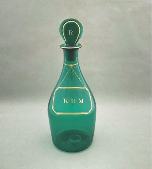 A Splendid Bristol Green Gilded Rum Decanter