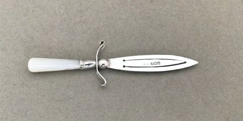 fig 1. A delightful silver & mother-of pearl dagger bookmark