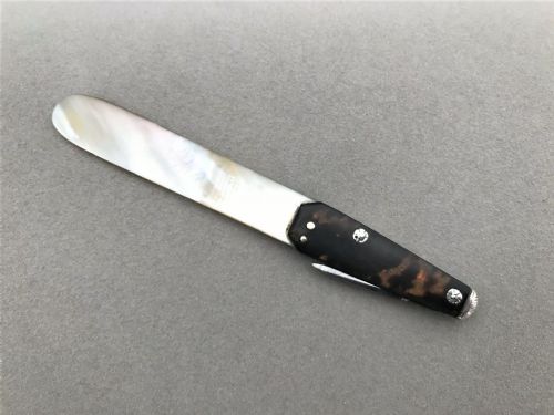 A Rare Georgian Silver Mounted Quill Cutter/paper Knife