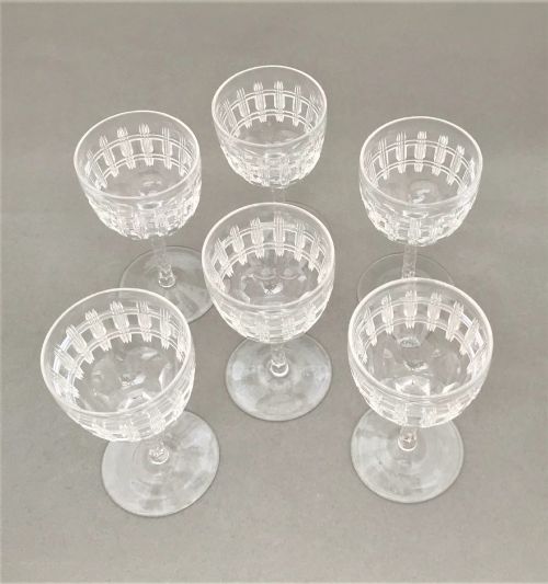 fig 1. A Gorgeous Set Of 6 Victorian Cut Dessert Wine Glasses