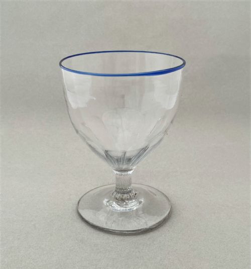An Extremely Rare Blue Rim Petal Moulded Rummer