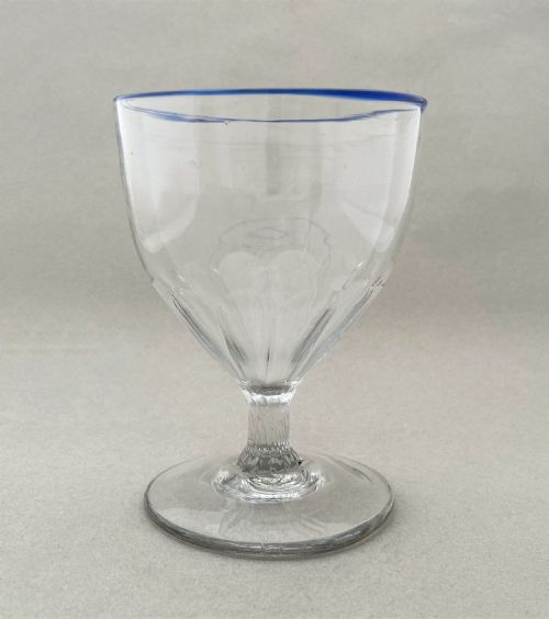 fig 1. An extremely rare blue rim petal moulded rummer