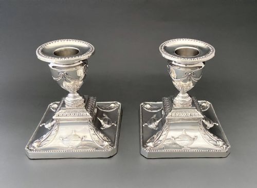fig 1. A superb pair of Edwardian silver candlesticks