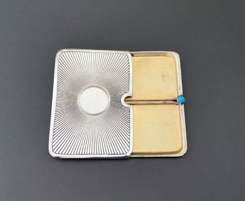 An Eye-catching Edwardian Silver & Turquoise Double Stamp Case