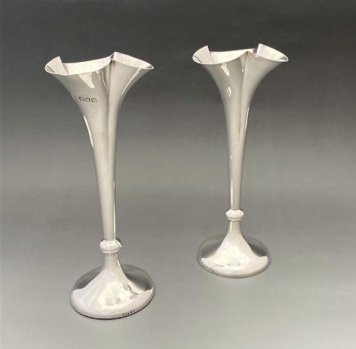 fig 1. A superb pair of late Victorian silver stem vases
