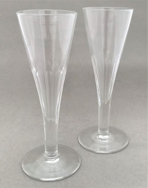 A Fine Pair of Victorian Cut Glass Champagne Flutes