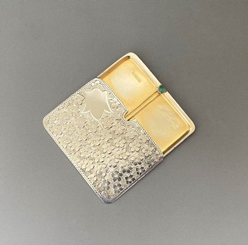 A Gorgeous Silver Gilt Double Sliding Stamp Case
