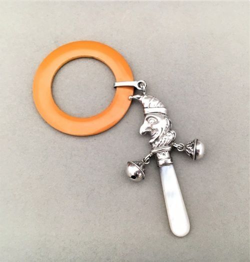 A Very Rare Silver 'Mr. Punch' Rattle & Teether
