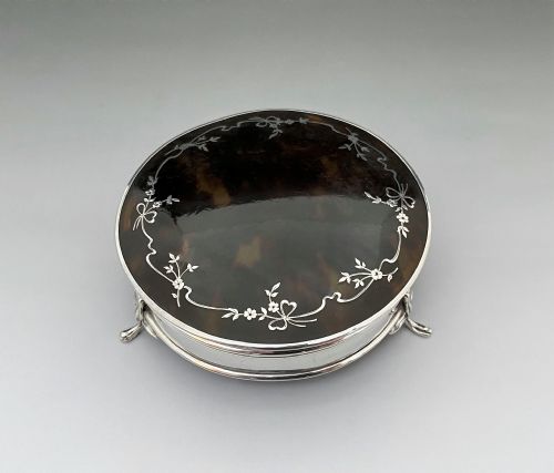 A Gorgeous Silver & Tortoiseshell Trinket Box