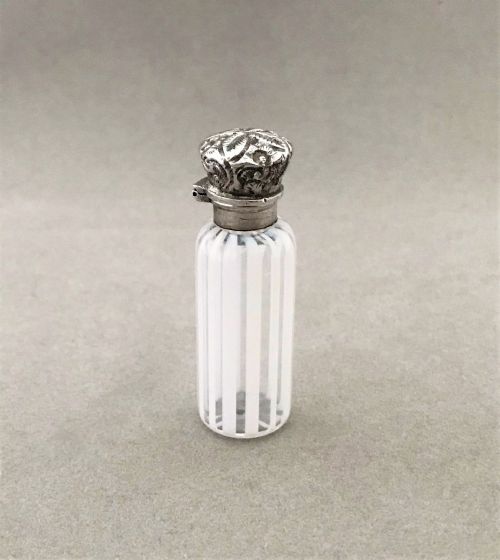 A Gorgeous Silver Mounted Candy Stripe Scent Bottle