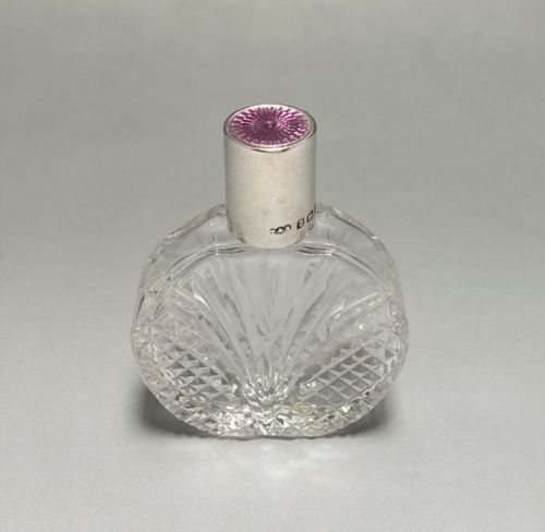 A Gorgeous Art Deco Silver & Enamel Mounted Scent Bottle