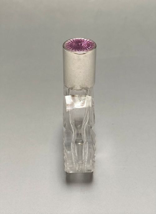 fig 1. A Gorgeous Art Deco silver & enamel mounted scent bottle