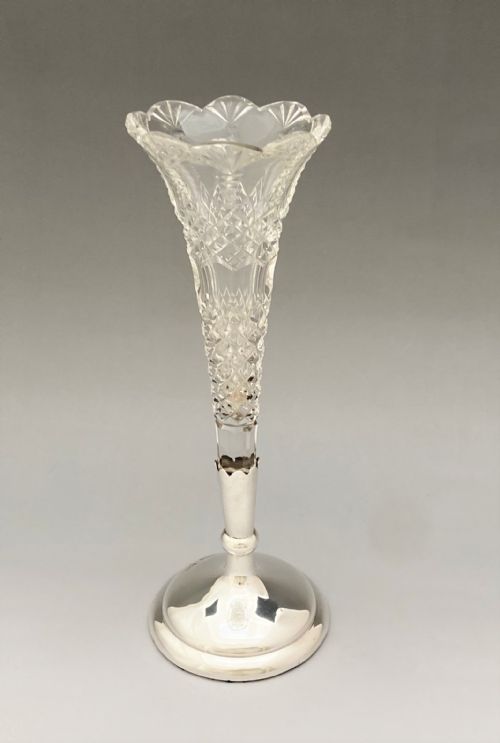 fig 1. A charming Edwardian silver & cut glass trumpet vase