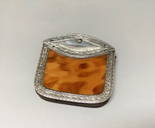 An Exquisite Georgian Silver & Tortoiseshell Purse