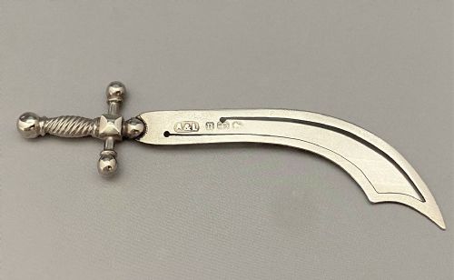 A Rare Victorian Silver 'Scimitar' Bookmark