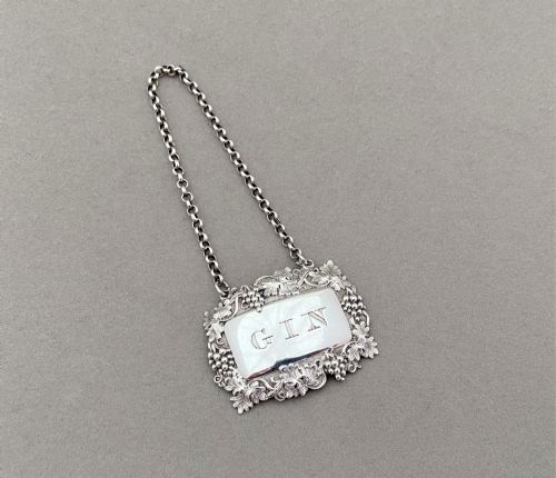 A Gorgeous Early Victorian Silver Gin Label
