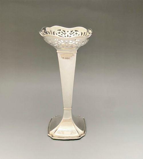A Gorgeous George V Pierced Silver Stem Vase