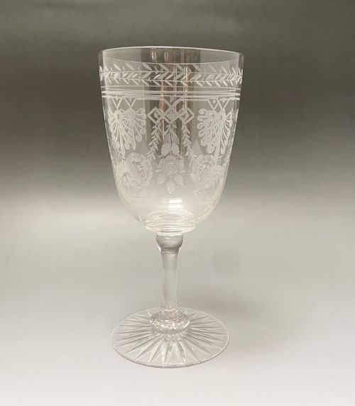 A Superb Victorian Etched Wine Goblet